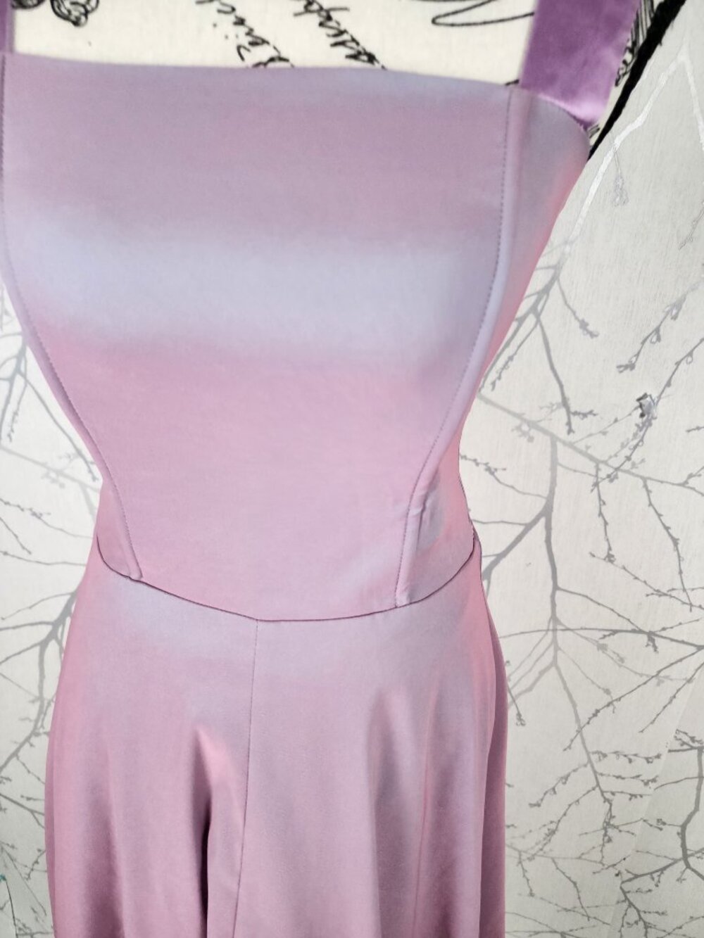 Le Chateau Pink Dupioni Iridescent Square Neck Fit & Flare Dress - Picture 2 of 6